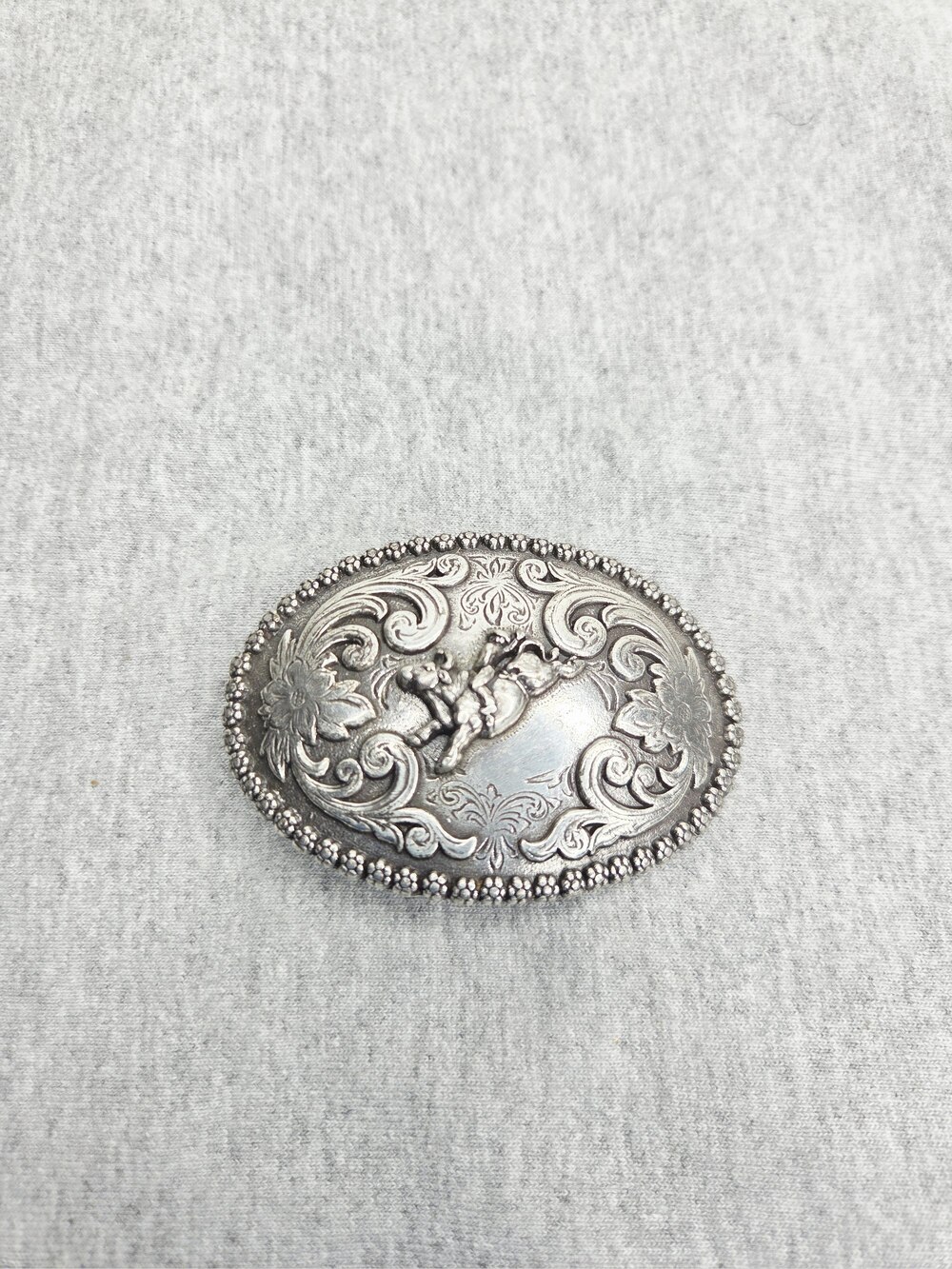 Nocona Womens Bull Rider Ornate Silver Belt Buckle